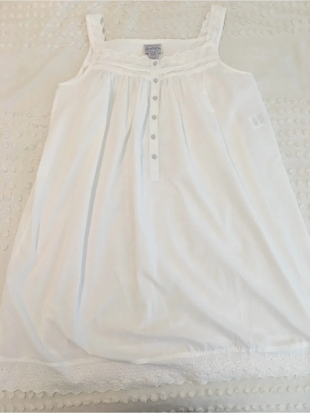 VTG Lanz of Salzburg White 100% Cotton Nightgown Sz S Eyelet Lace Cottagecore